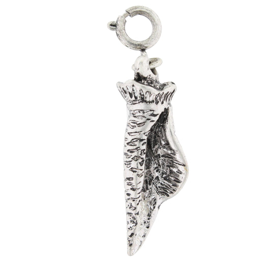 Silver 3D Long Shell Charm