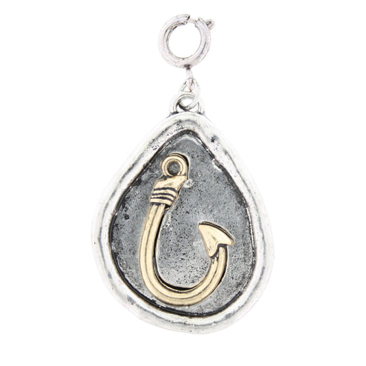 2-Tone Silver Heart on Crown with Gold Plate Charm