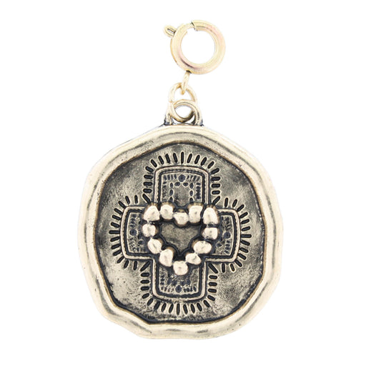 Gold Heart And Cross Charm