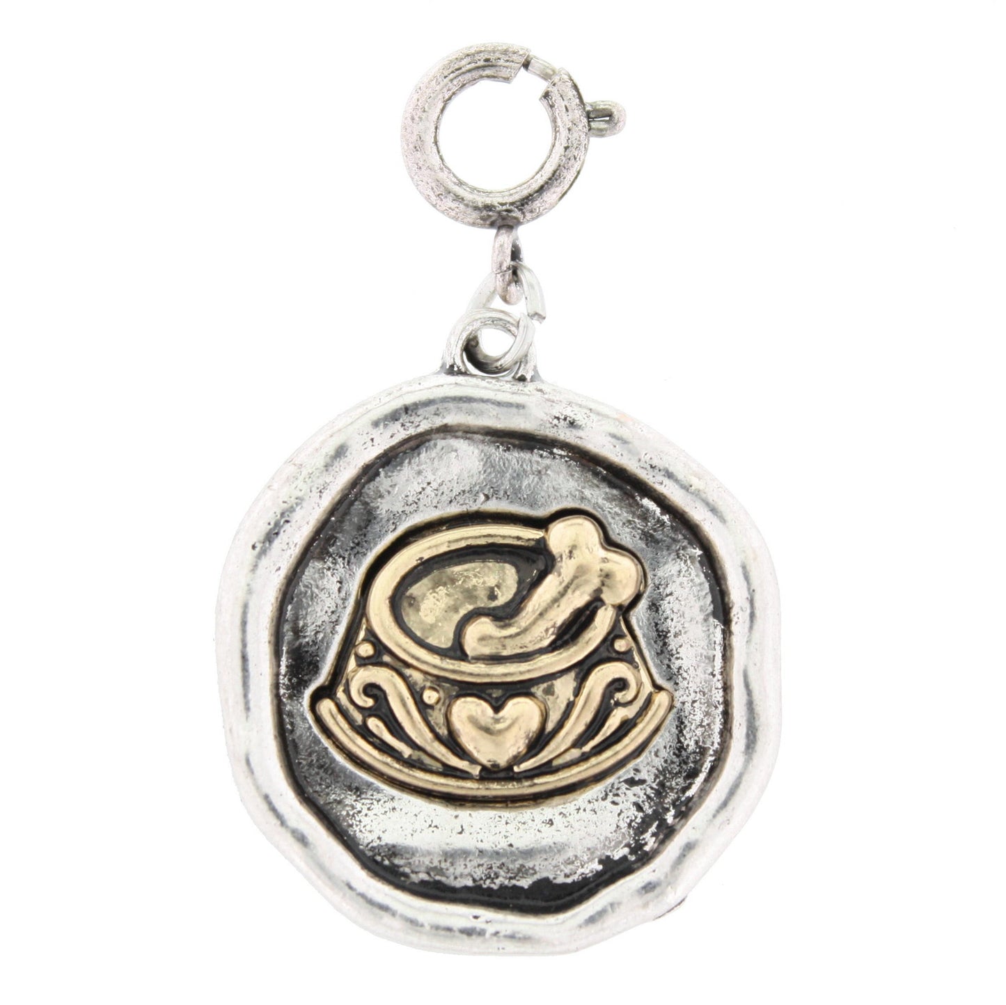 Gold Dog Bowl On Silver Casting Charm