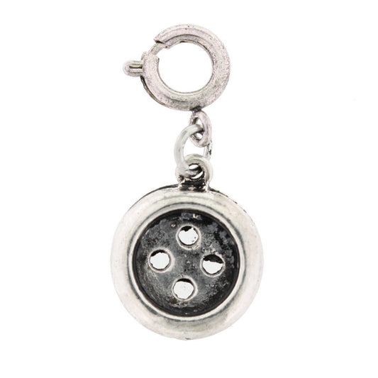 Silver Button Charm