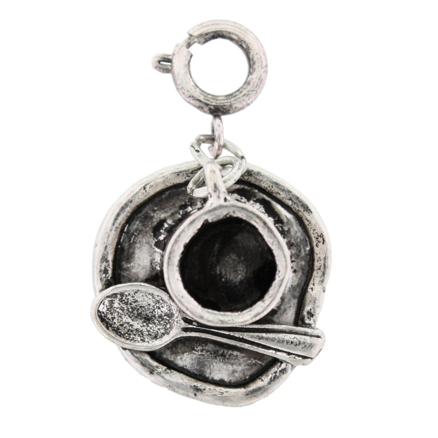 Silver Coffee Cup/saucer And Spoon Charm