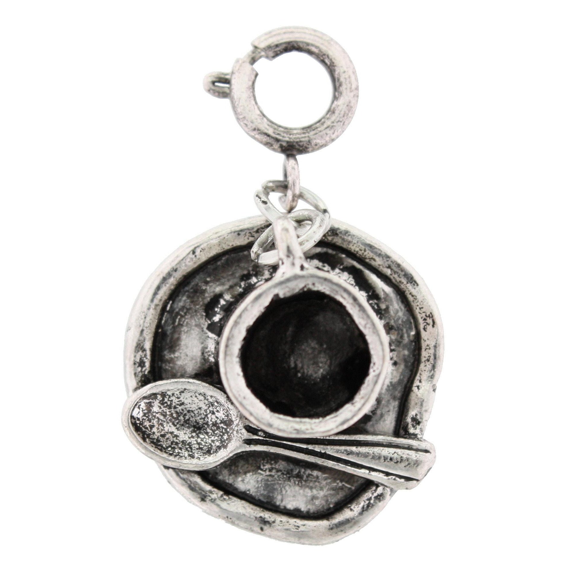 Silver Coffee Cup/saucer And Spoon Charm