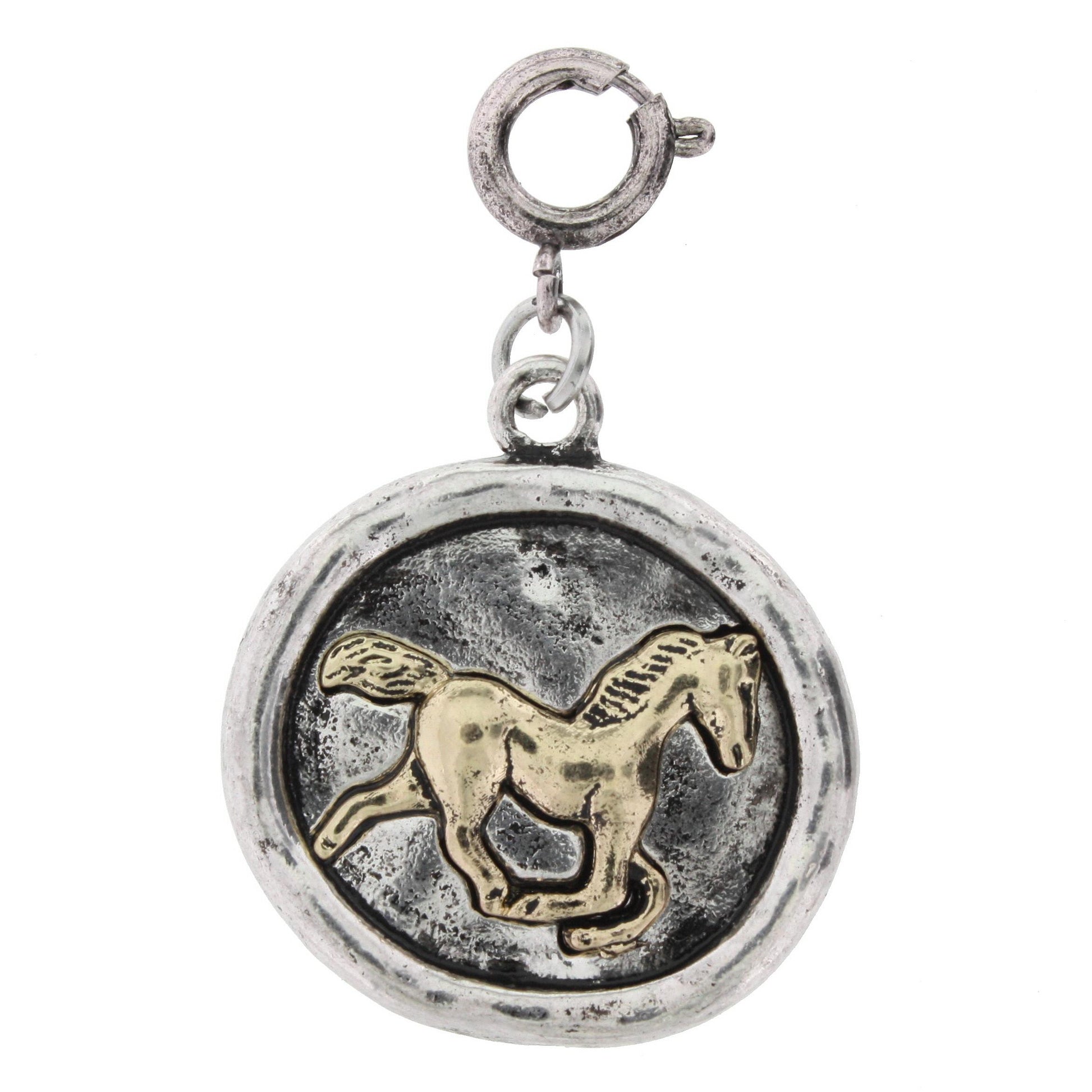 Gold Horse On Silver Casting Charm