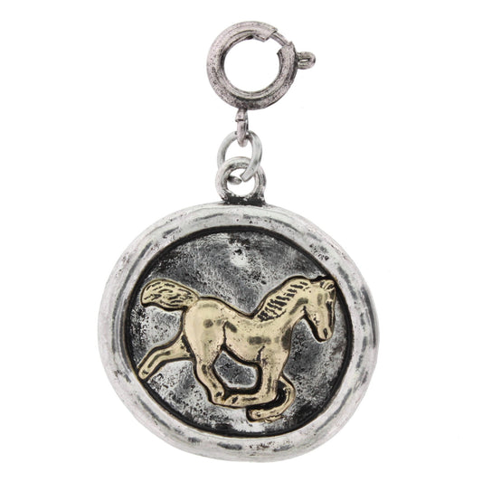 Gold Horse On Silver Casting Charm