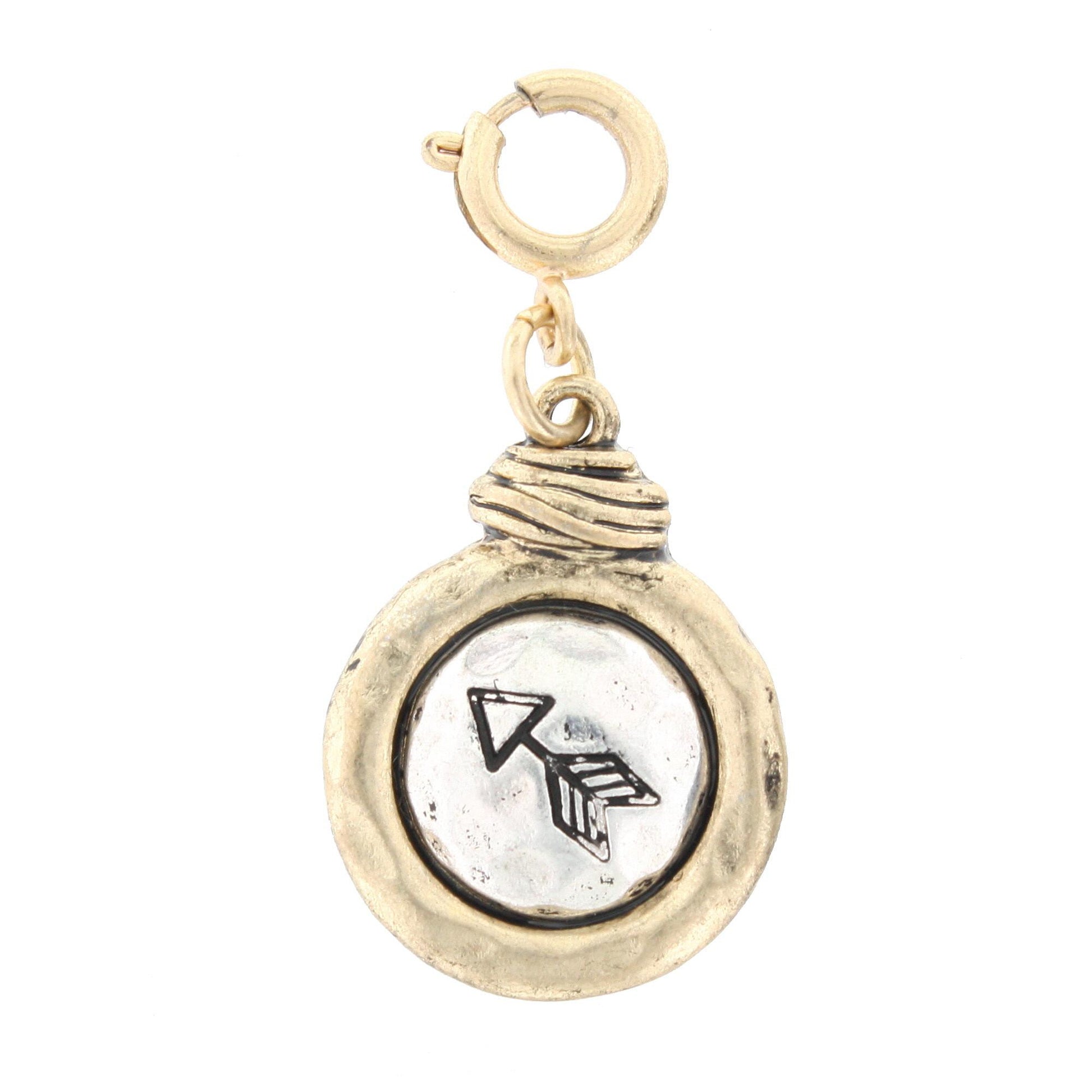 2-Tone Silver Arrow On Gold Disk Charm