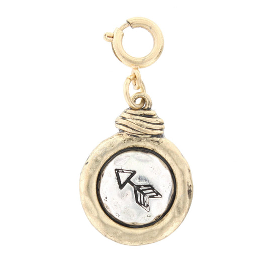 2-Tone Silver Arrow On Gold Disk Charm