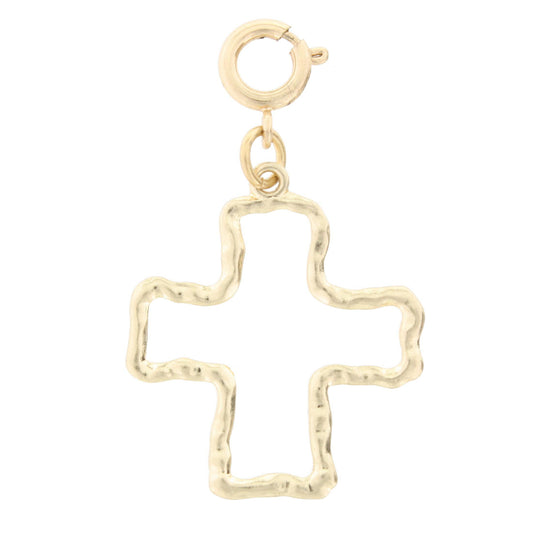 Gold Cross Outline Charm