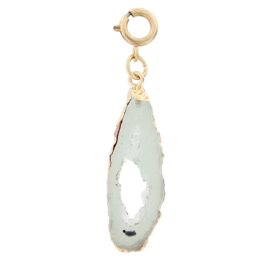 Gold Framed Grey Druzy Charm
