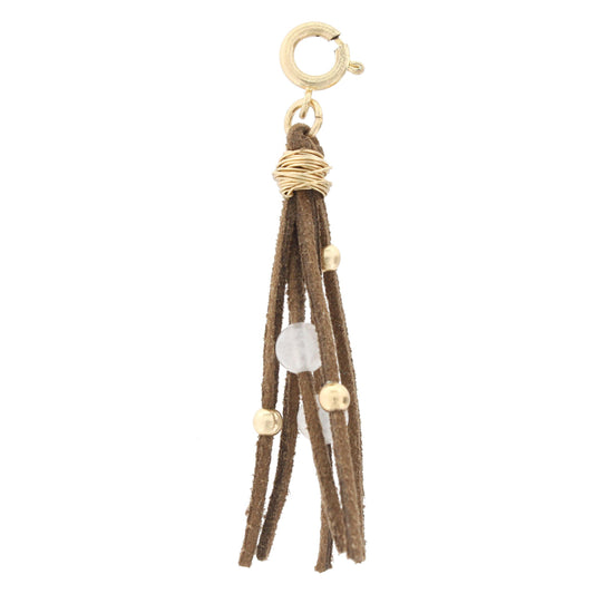 Leather Tassel with Clear Beading Charm