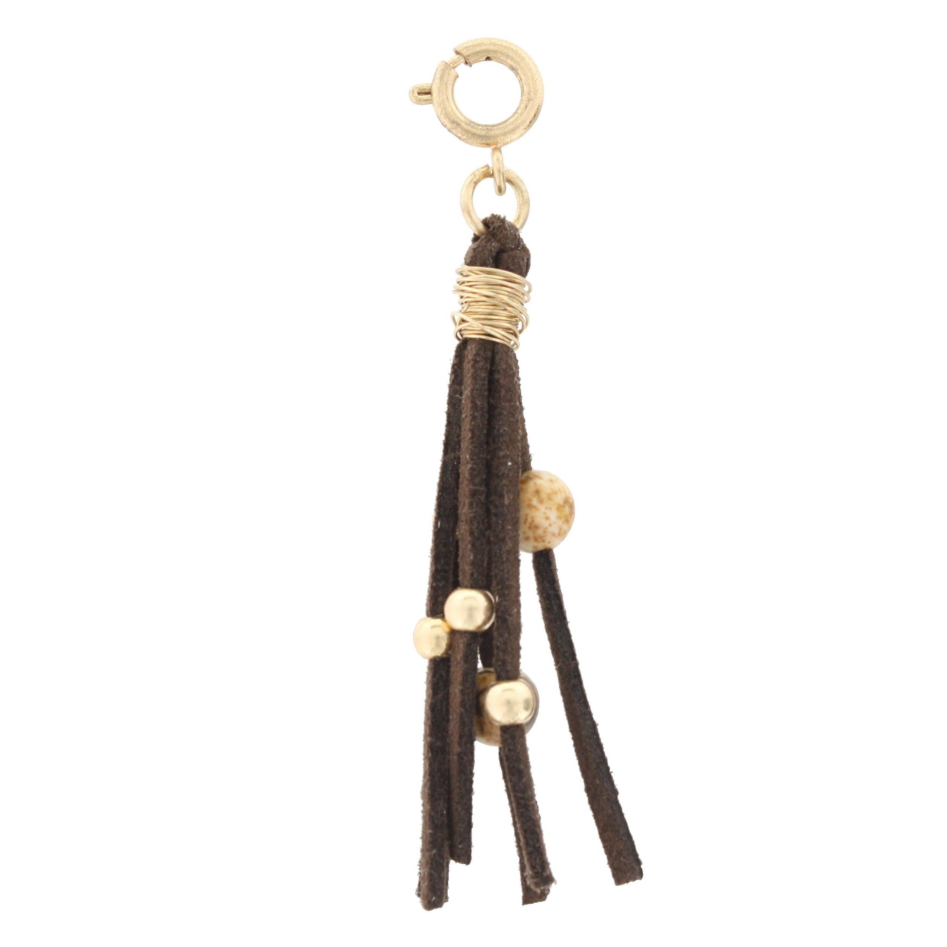 Leather Tassel with Picture Jasper Beading Charm