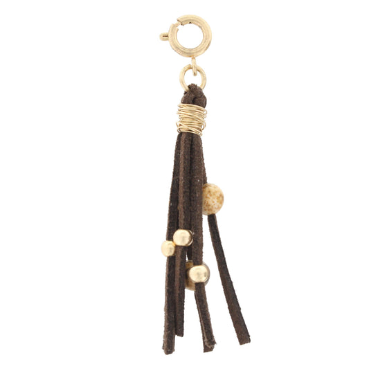 Leather Tassel with Picture Jasper Beading Charm