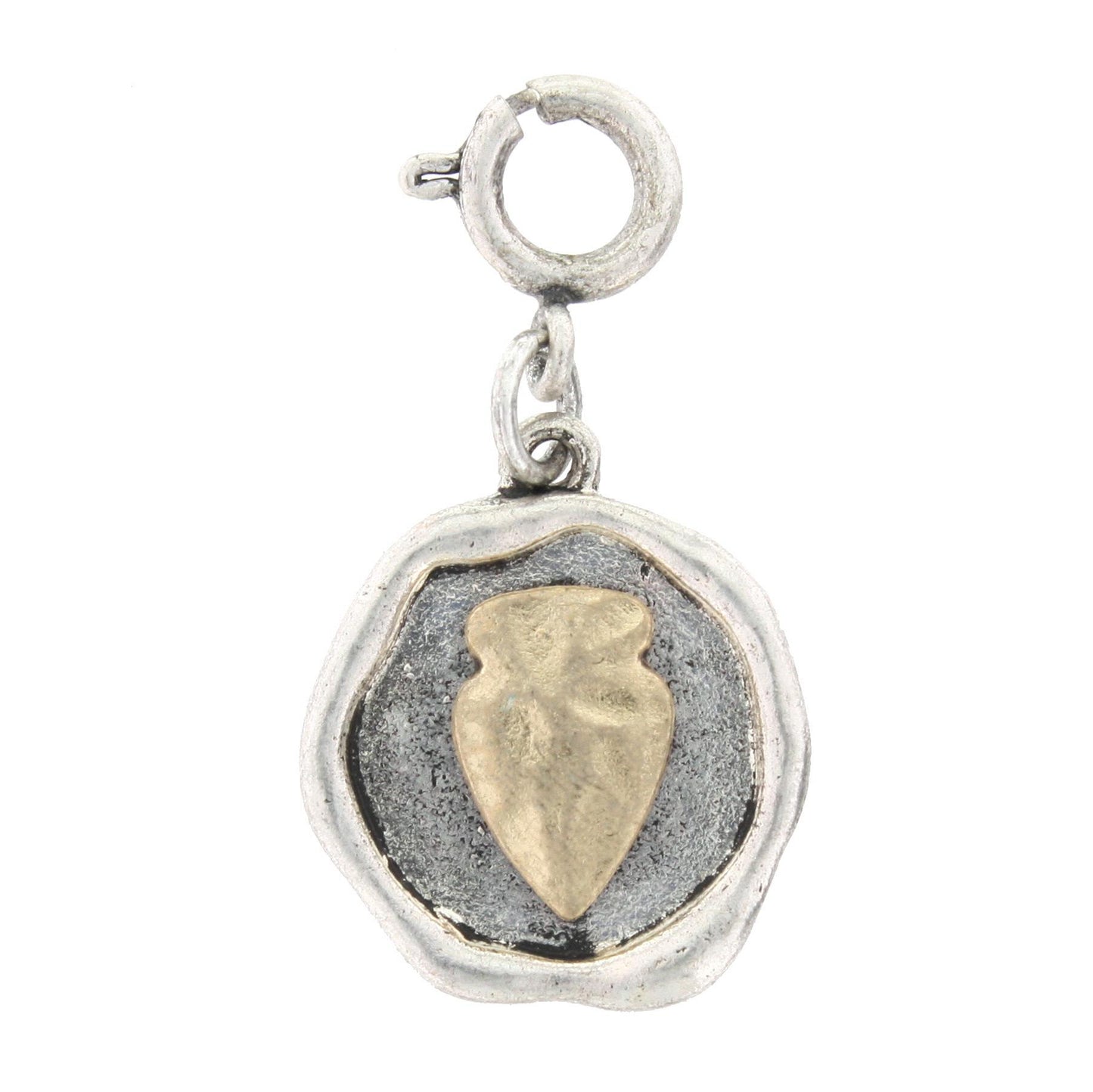 Gold Arrowhead On Silver Disk Charm