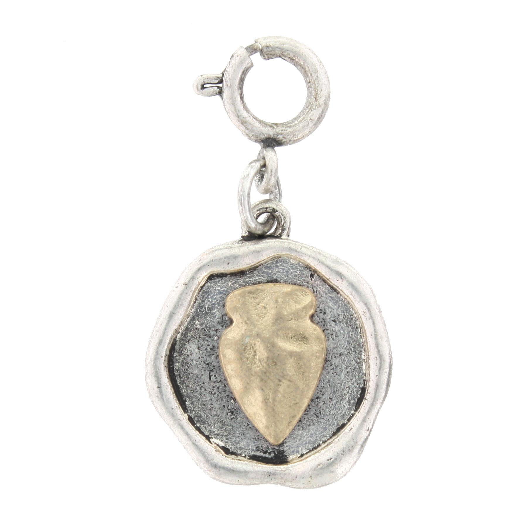 Gold Arrowhead On Silver Disk Charm