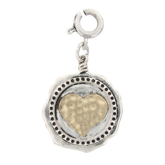 Gold Heart On Silver Circle Charm