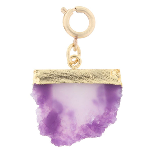 Purple and White Free Form Charm with Gold Electroplated Top