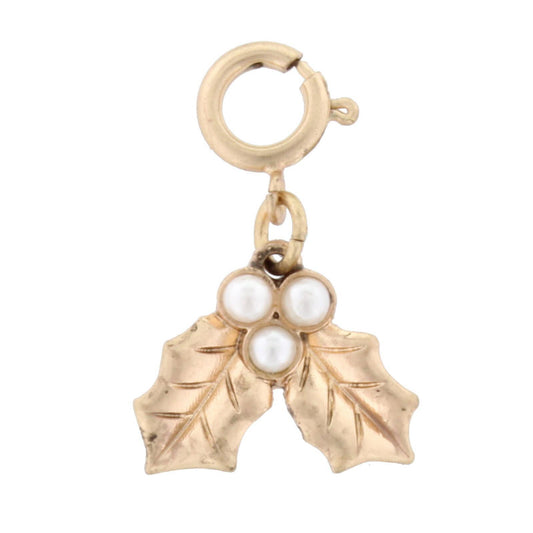 Antique Gold Holly Charm