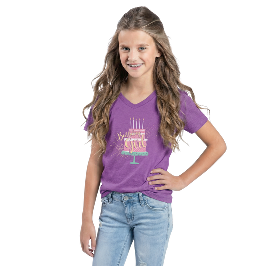 Kids Birthday Girl Purple Berry Crew Neck T-Shirt