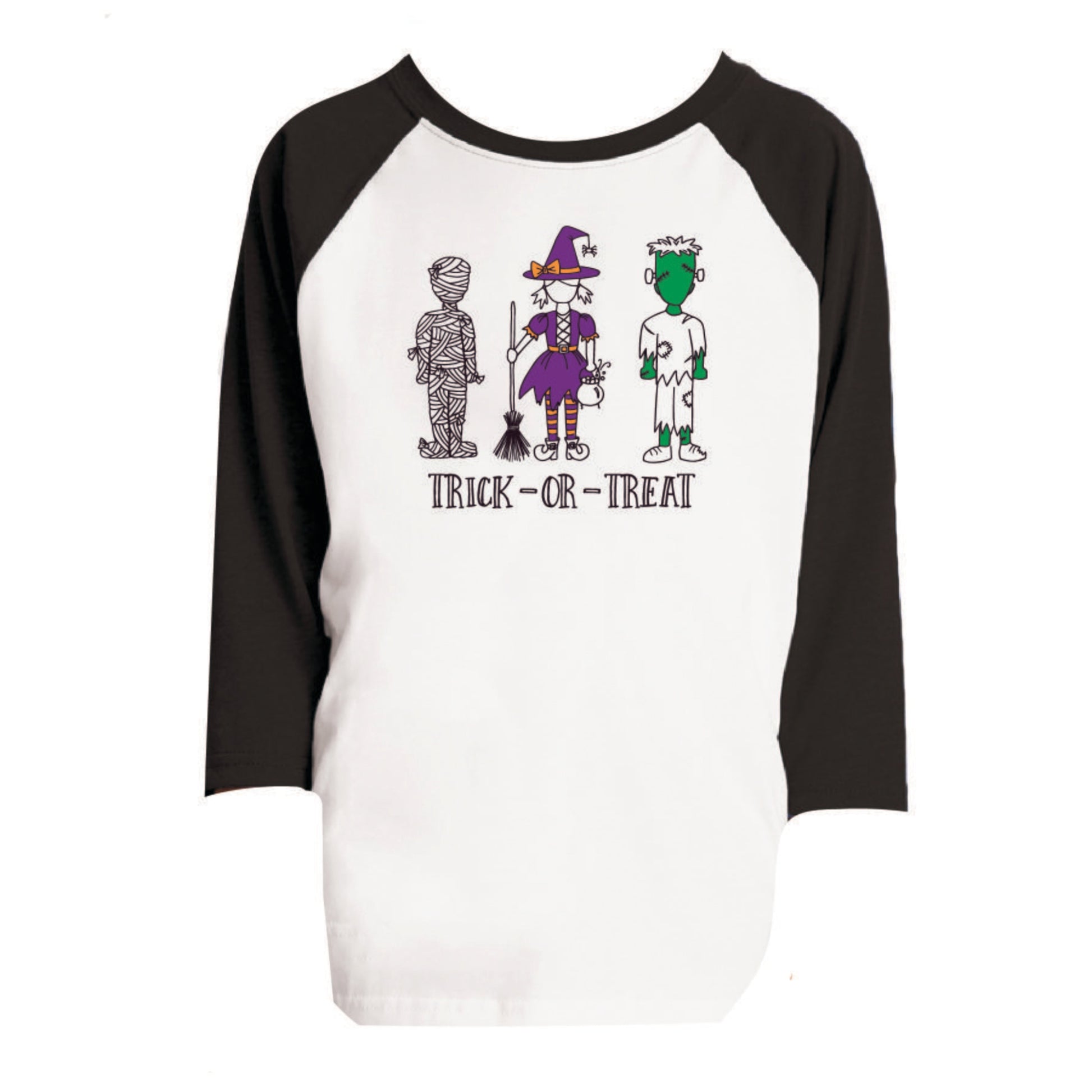Kids Trick Or Treat 3/4 Sleeve T-Shirt L