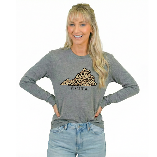 Virginia Leopard State Long Sleeve T-Shirt