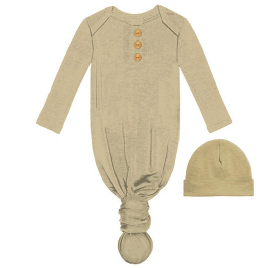 Natural Baby Gown & Beanie Set