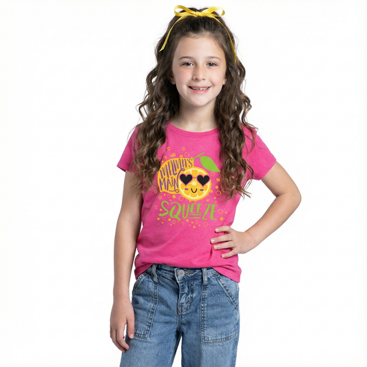 Kids Mama's Main Squeeze T-Shirt - Cute Raspberry Crew Neck Tee