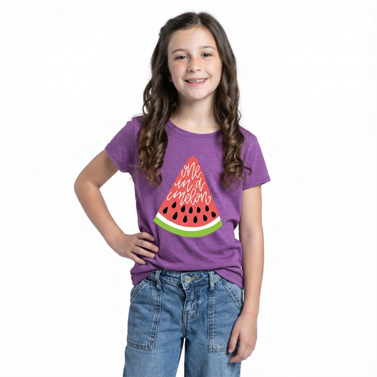Kids One In A Melon T-Shirt - Cute Purple Berry Watermelon Tee