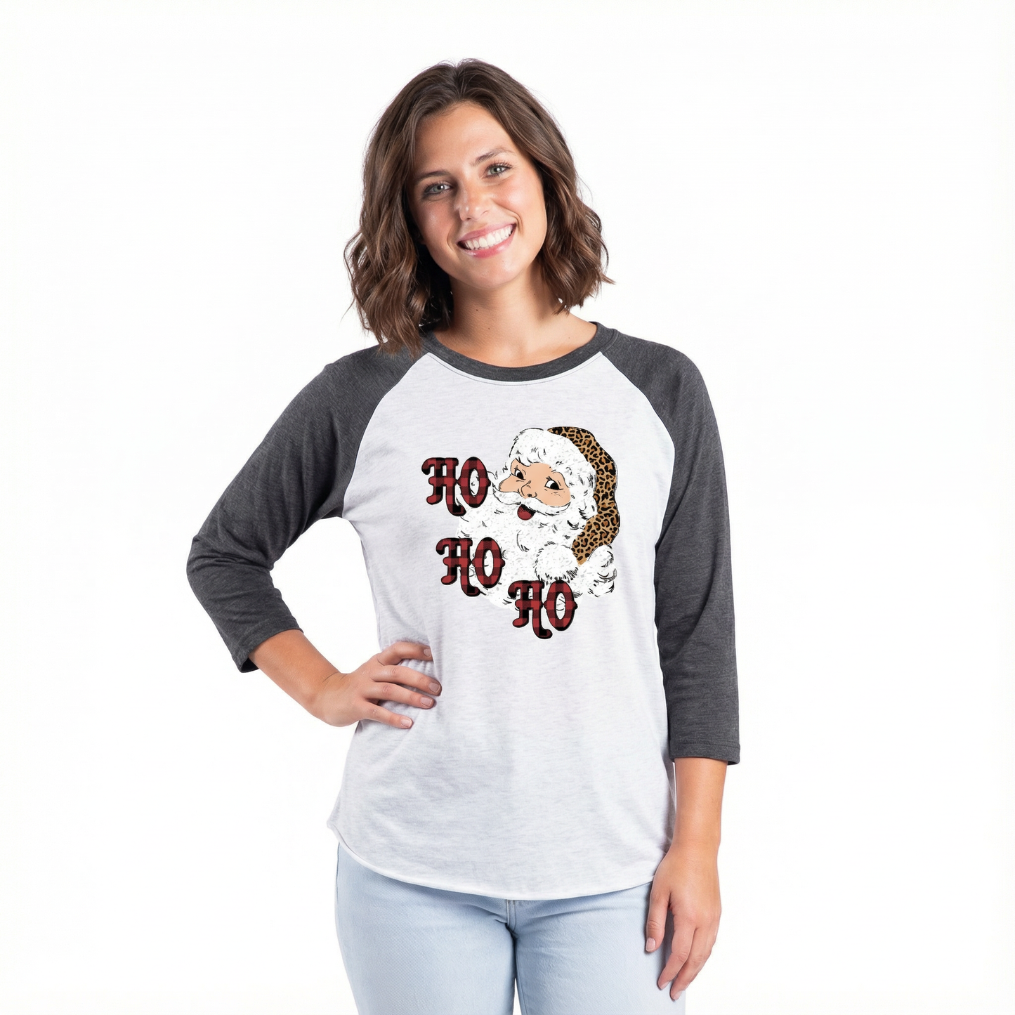 Ho Ho Ho Leoard Santa  3/4 Sleeve T-Shirt
