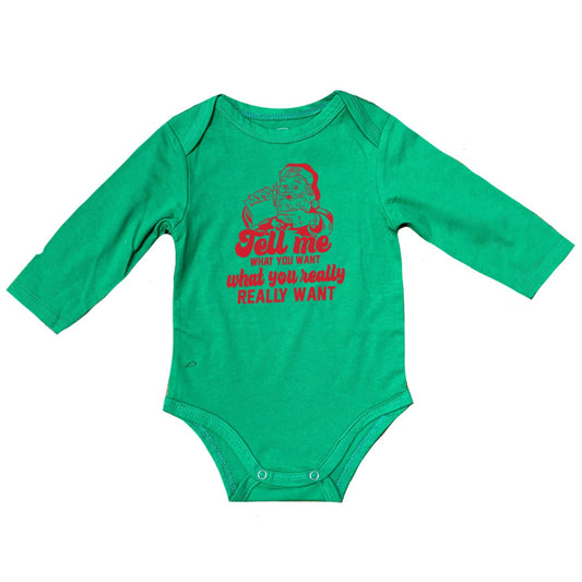 Kids Tell Me What You Want What You Really Really Want Santa  Long Sleeve Baby Onesie NB
