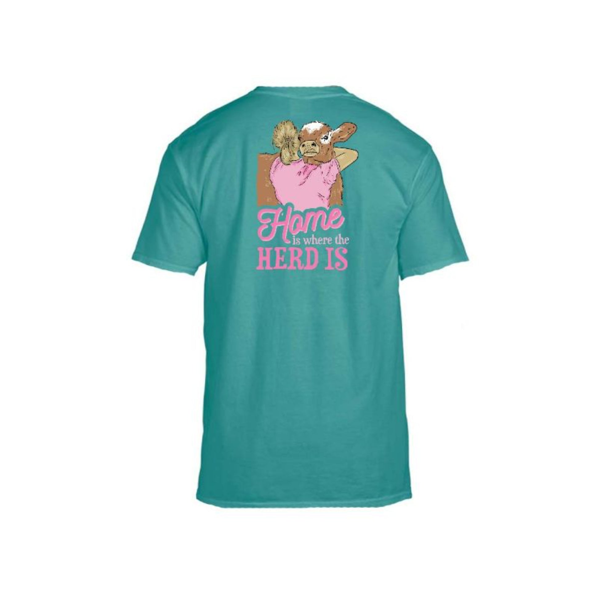 Home Is Where the Herd Is Seafoam Crew Neck T-Shirt M