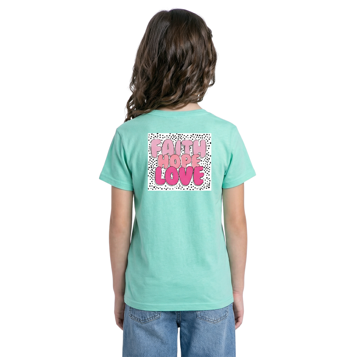 Kids Faith Hope Love Crew Neck T-Shirt - Soft Ringspun Cotton Tee