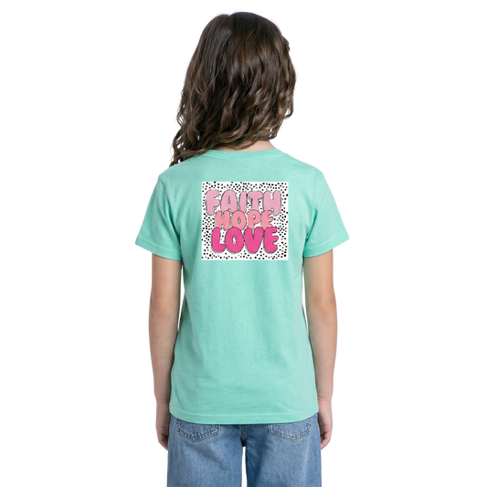 Kids Faith Hope Love Crew Neck T-Shirt - Soft Ringspun Cotton Tee