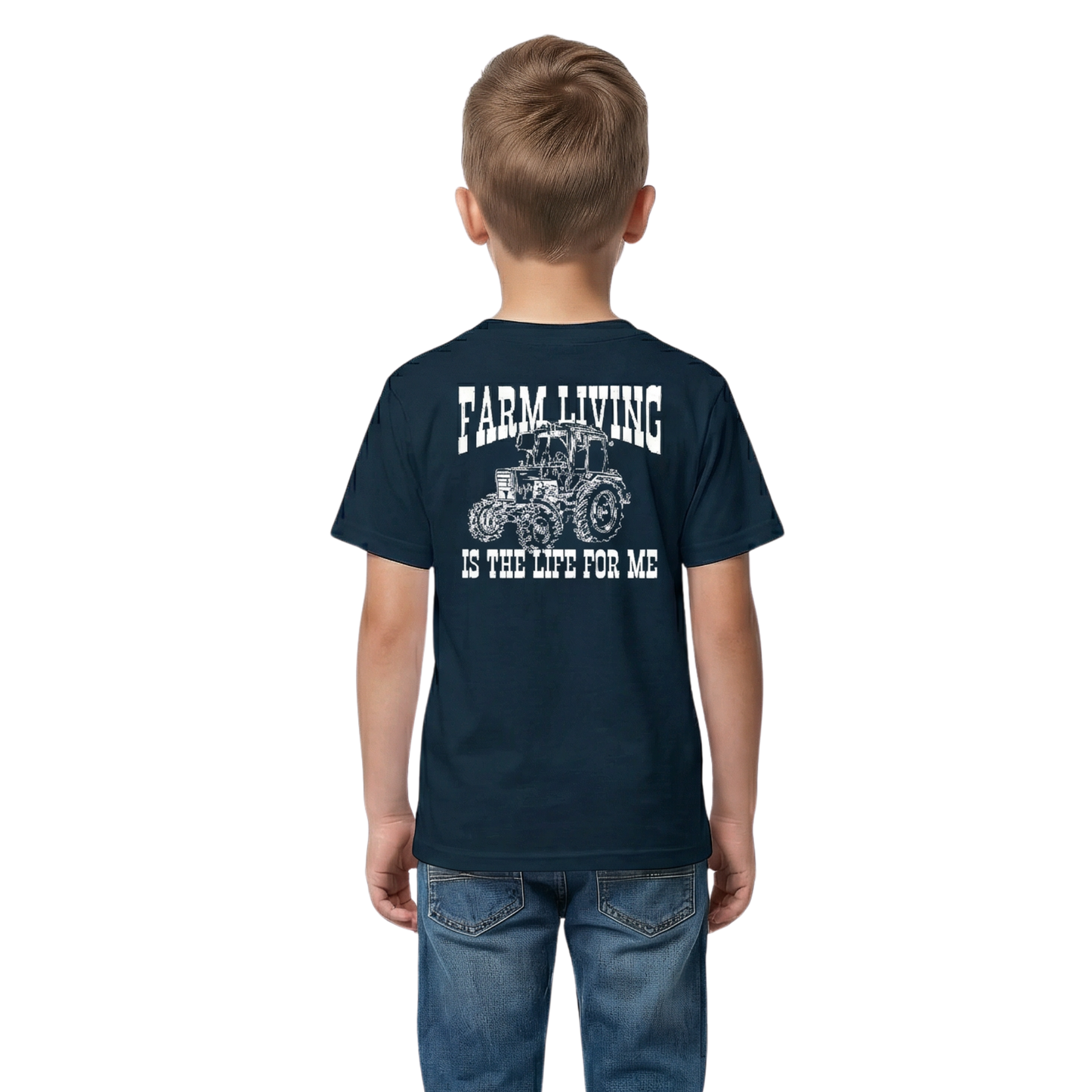 Kids Farm Living Is The Life For Me Navy T-Shirt - 100% Ringspun Cotton