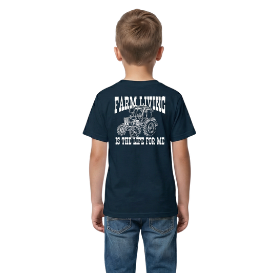 Kids Farm Living Is The Life For Me Navy T-Shirt - 100% Ringspun Cotton