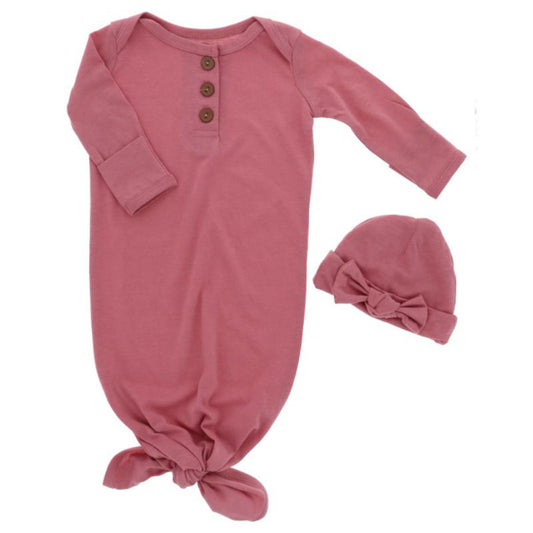 Petal Infant Gown and Beanie Set