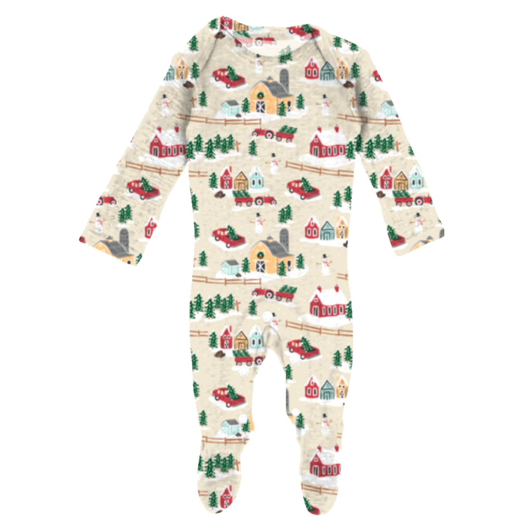 Kids Christmas on the Farm Tan Jammie Onesie 6MO