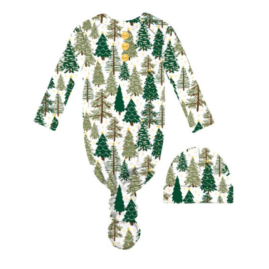 Infant Oh Christmas Tree Infant Gown and Beanie Set