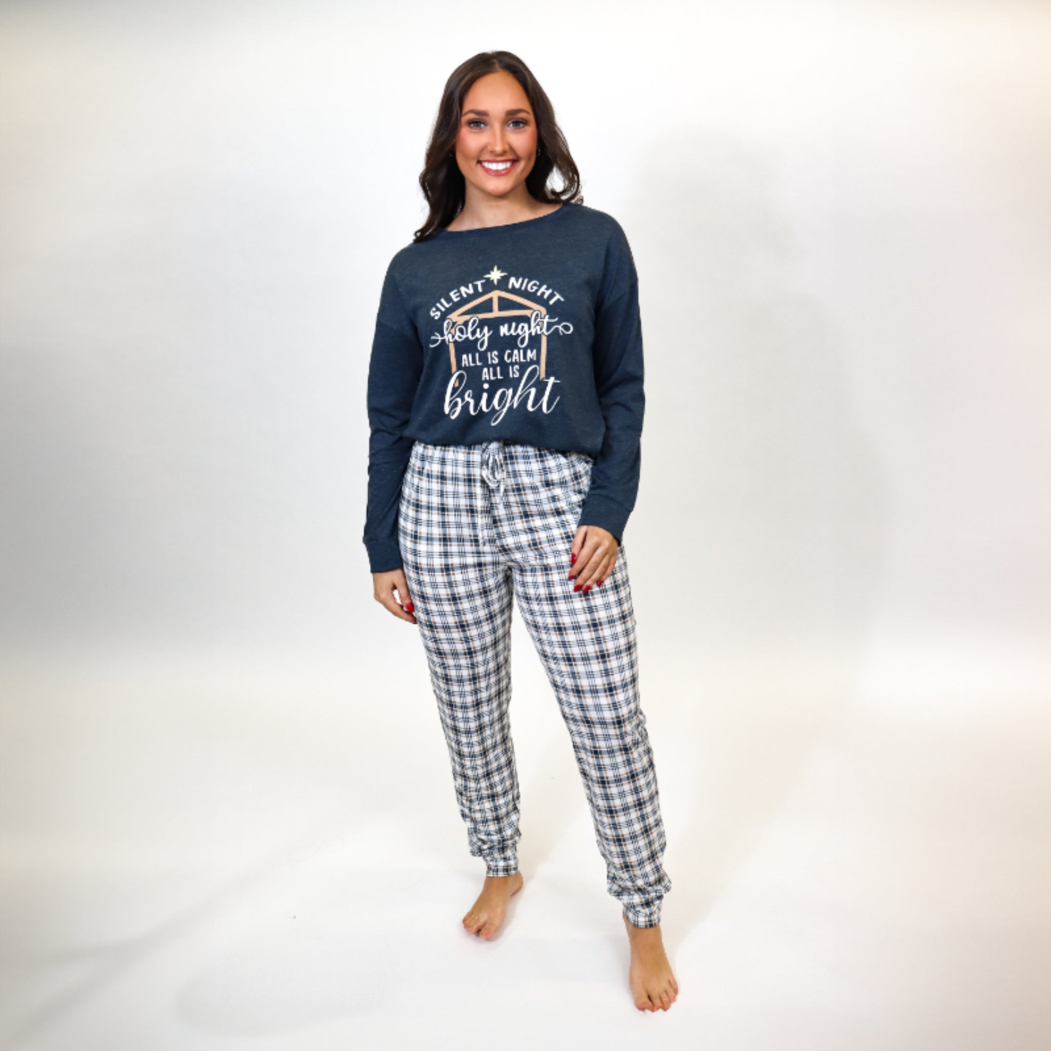 Silent Night Long Sleeve Jammie Jogger Pant Set M