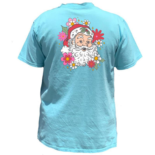 Retro Floral Santa T-Shirt XL