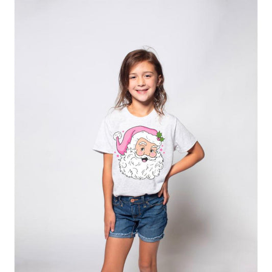 Kids Santa with Pink Hat T-Shirt XS
