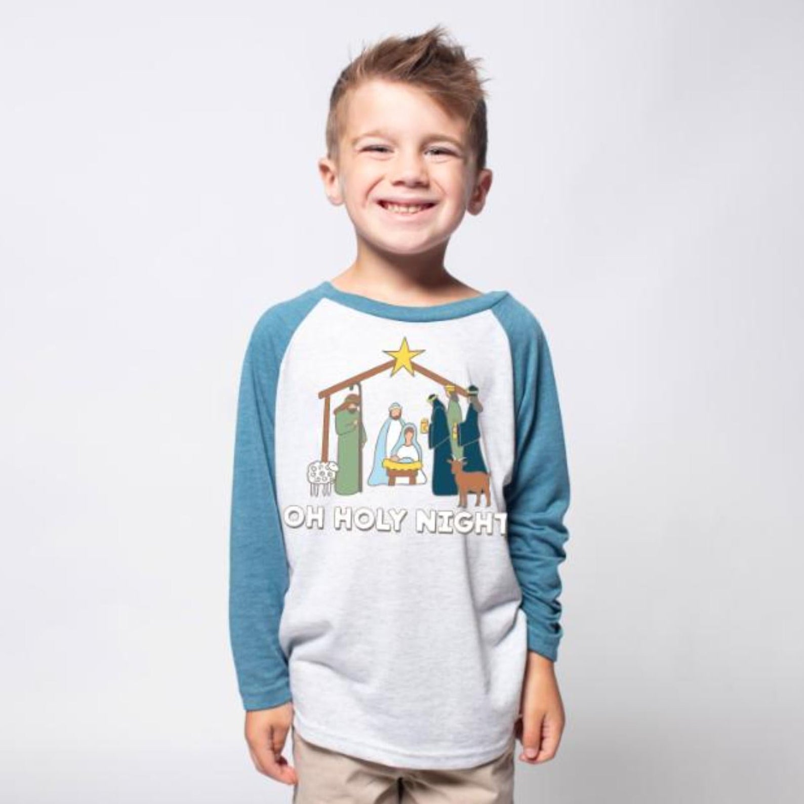 Kids Oh Holy Night 3/4 Sleeve T-Shirt XS