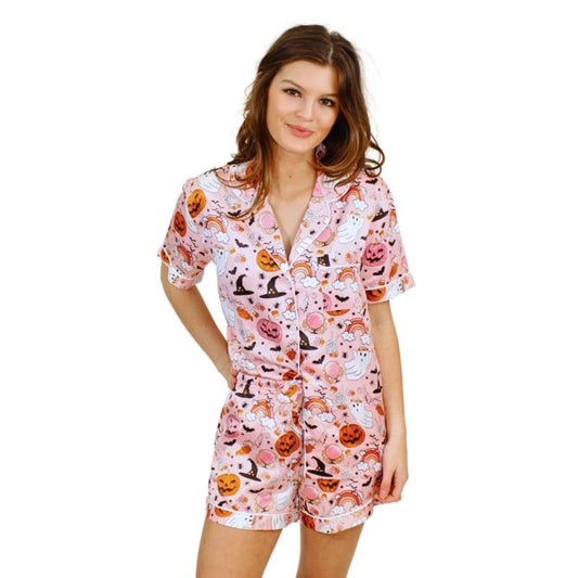Spooky Season Satin Pajama Short Set