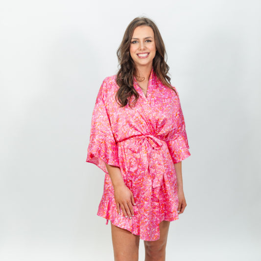 Flirty Floral Satin Robe XL/2XL