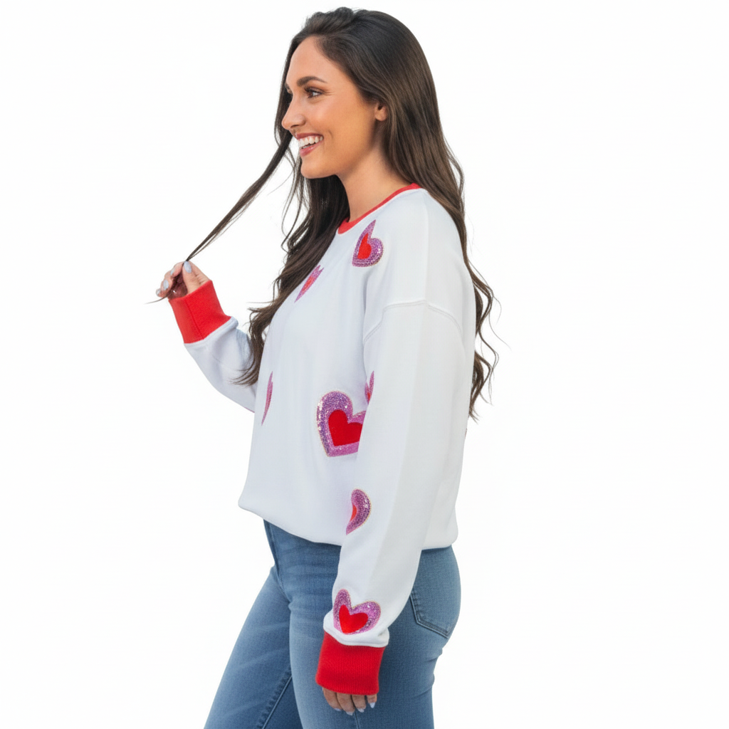 Love is in the Air White Crew Neck Sweatshirt - Valentine's Day Gift