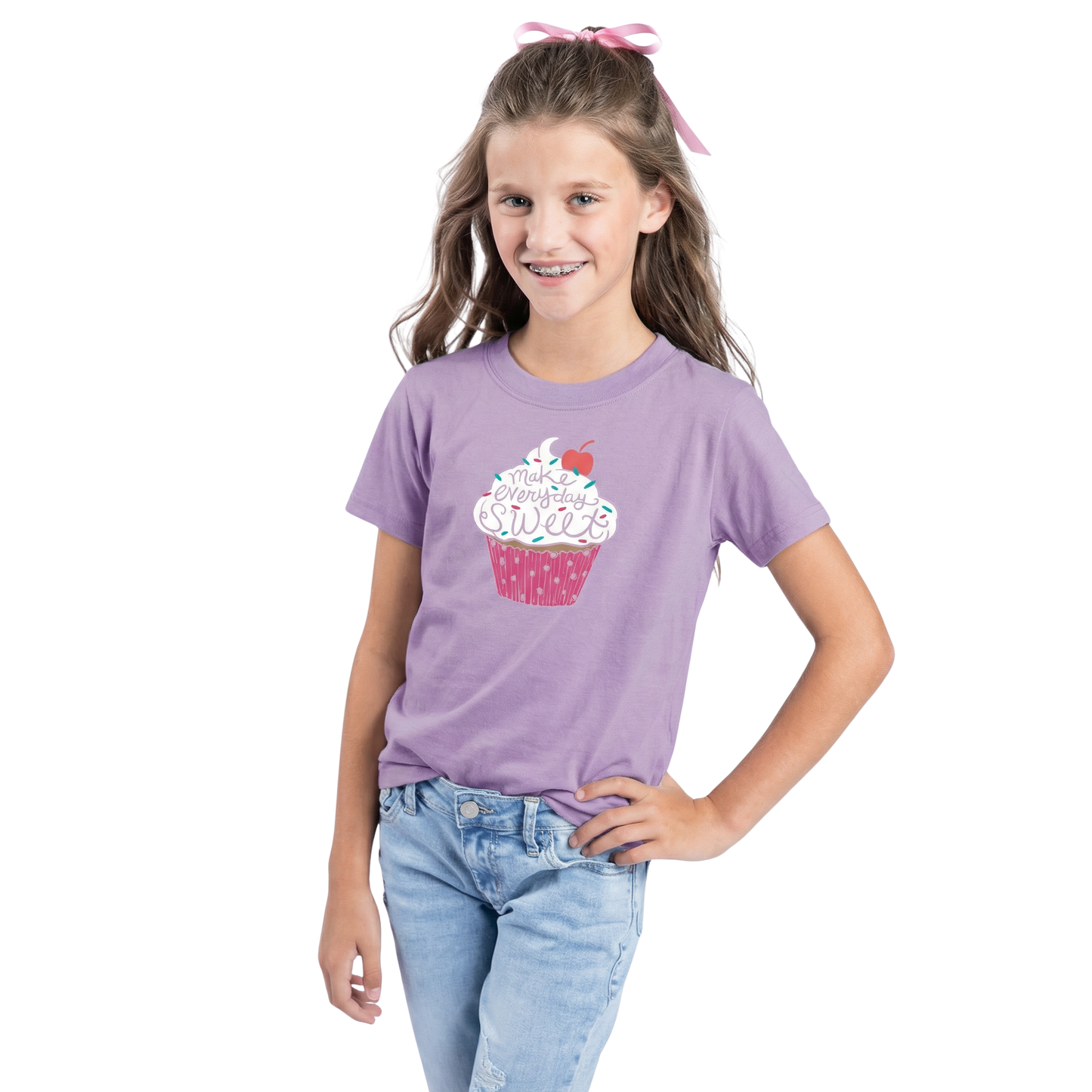 Kids Make Everyday Sweet T-Shirt - Light Purple Crew Neck