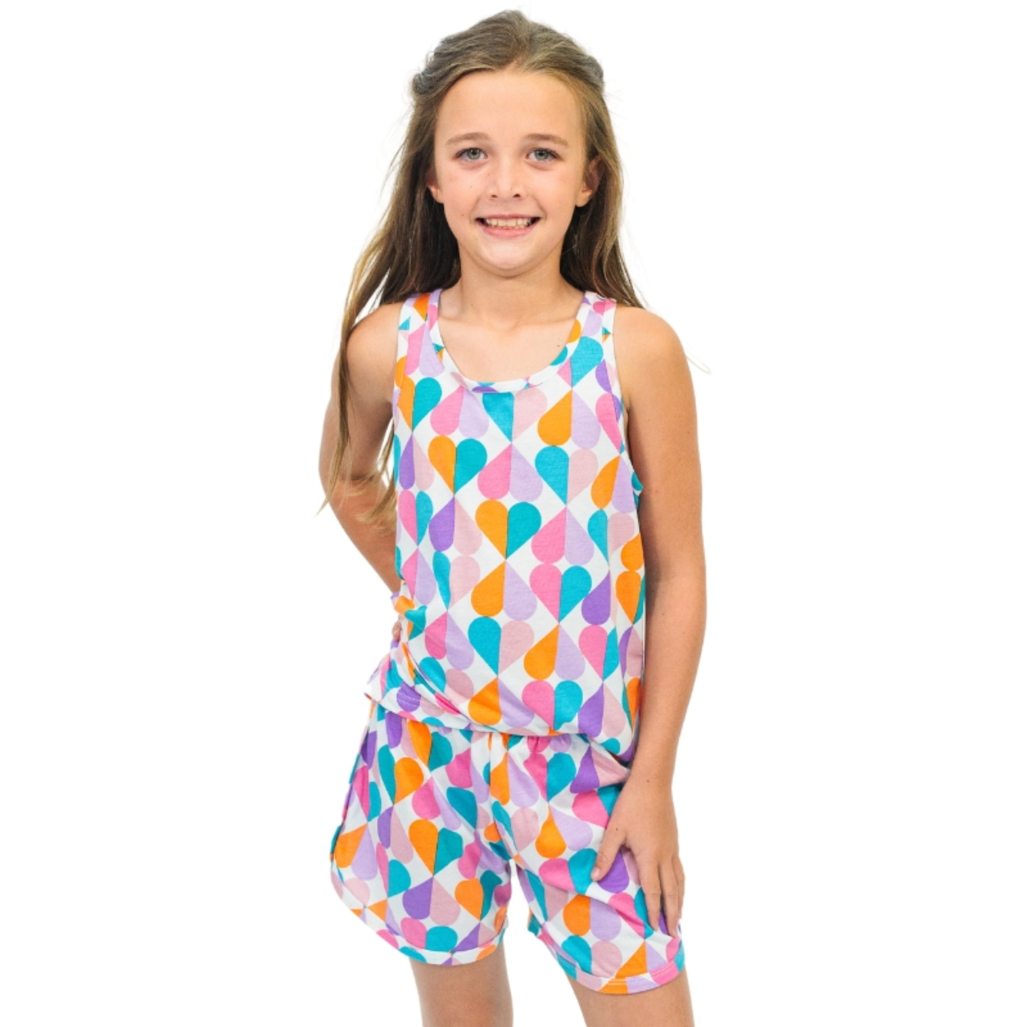 Kids Sweet Heart Tank Top Jammie Short Set L