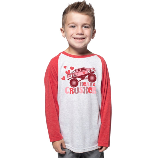 Kids Heart Crusher Crew Neck 3/4 Sleeve T-Shirt XS