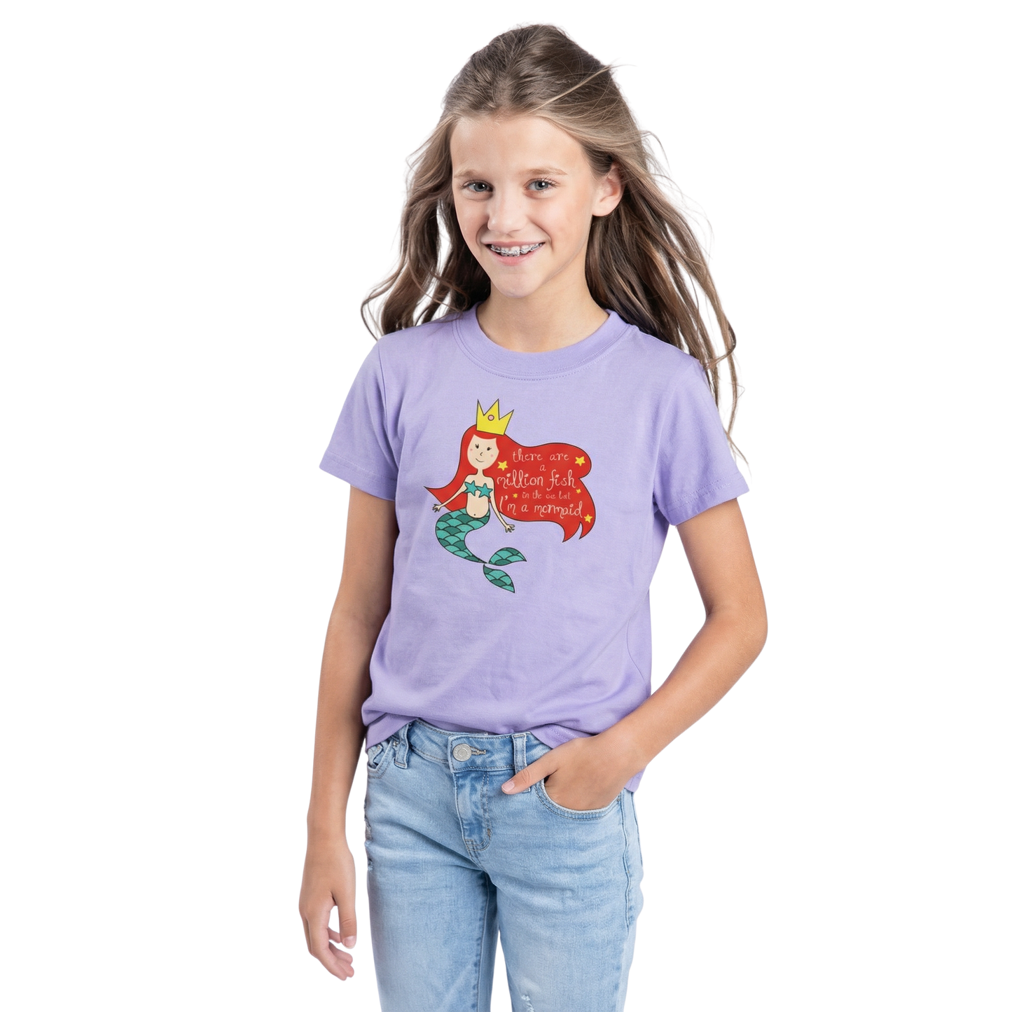 Kids I'm Really A Mermaid T-Shirt - Lilac Girls Graphic Tee