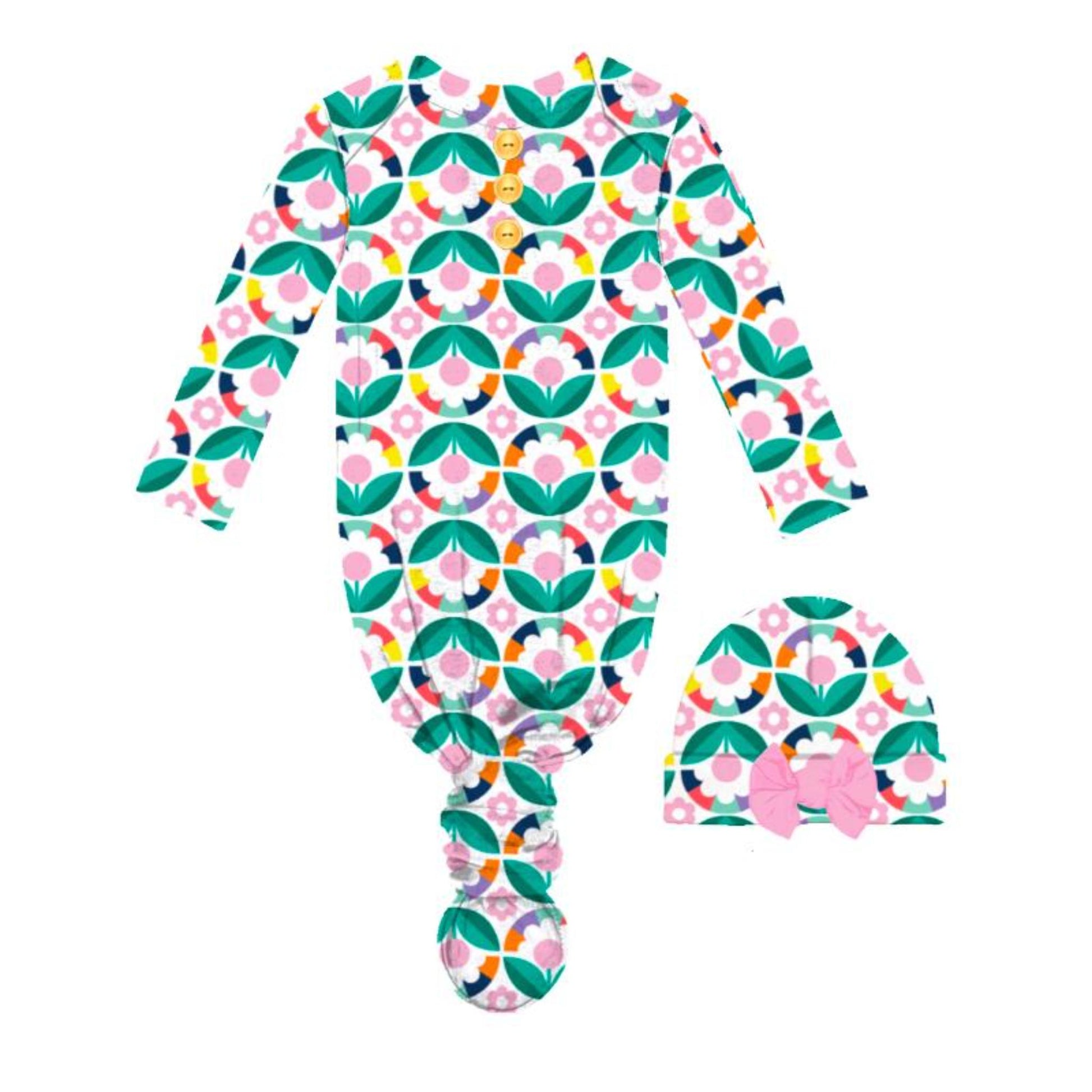 Kids Bloom Baby Gown and Beanie Set