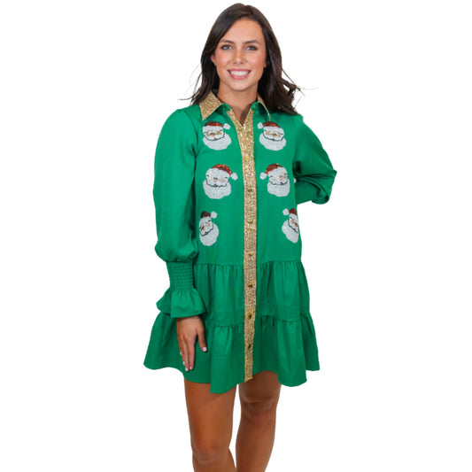 Santa Button Down Dress S